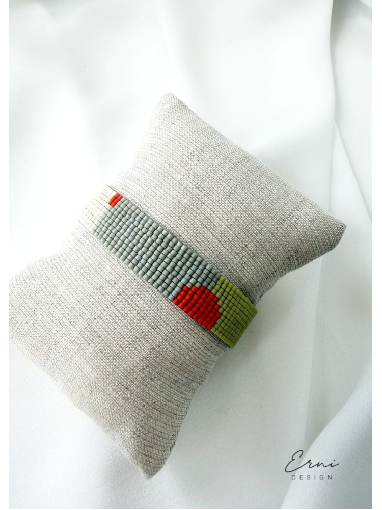 Apyrankė - Minimal beads GREEN AND GREY