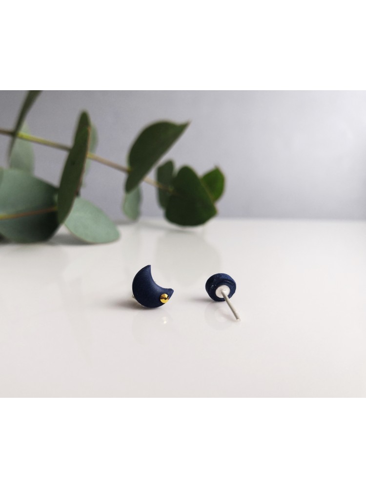 Auskarai su Swarovski kristalais - SMALL DARK BLUE MOON