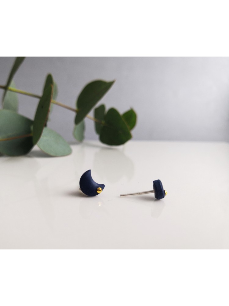 Auskarai su Swarovski kristalais - SMALL DARK BLUE MOON