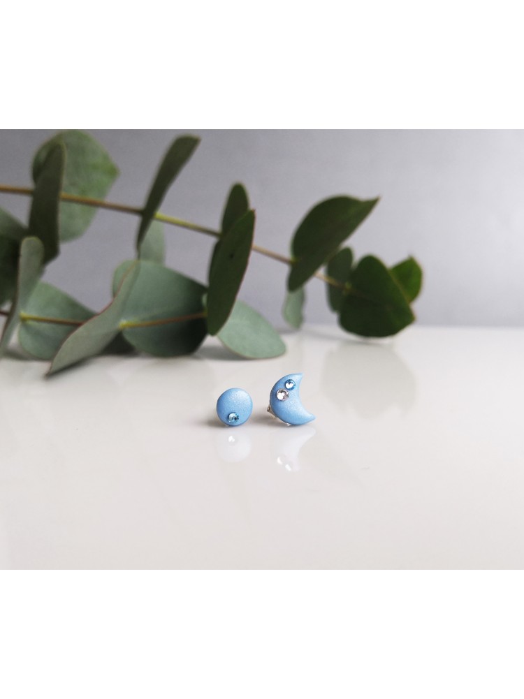 Auskarai su Swarovski kristalais - SMALL LIGHT BLUE MOON