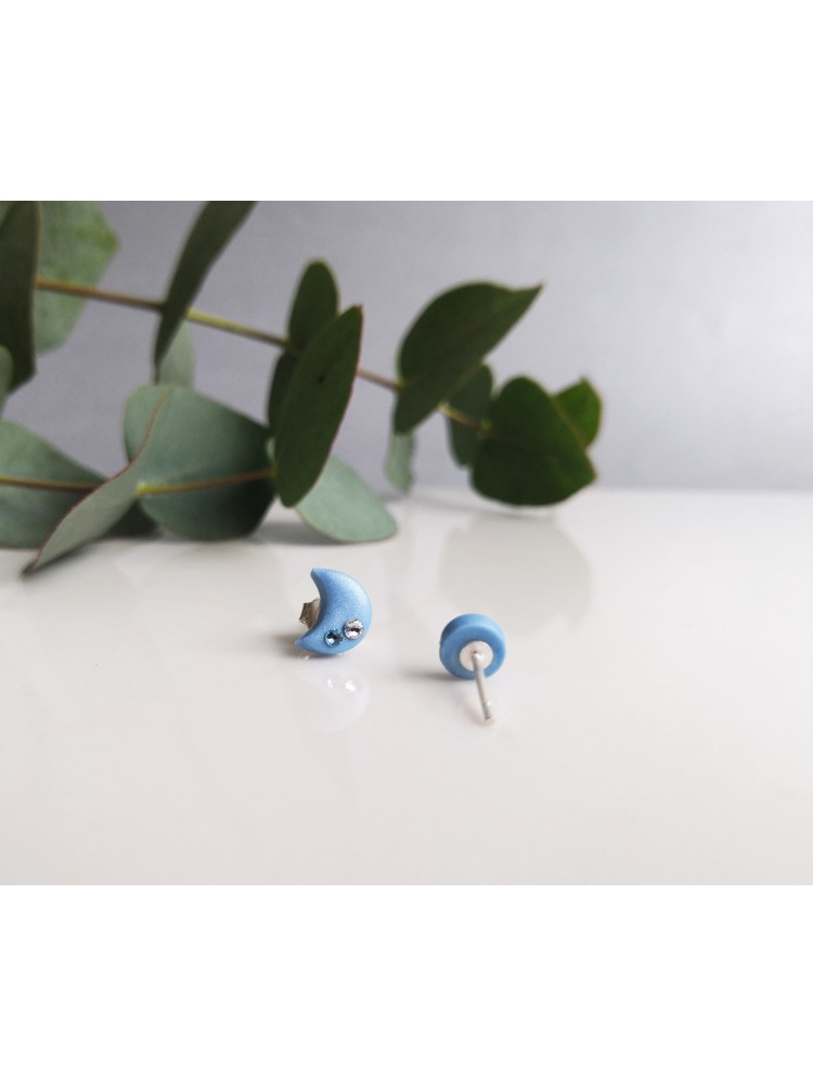 Auskarai su Swarovski kristalais - SMALL LIGHT BLUE MOON