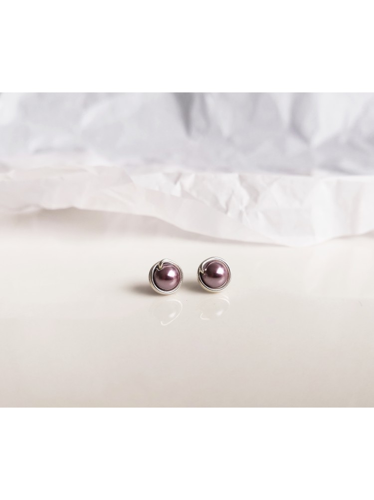 Auskarai su kriauklių perlais - PURPLE PEARLS