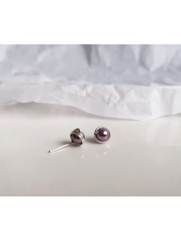 Auskarai su kriauklių perlais - PURPLE PEARLS
