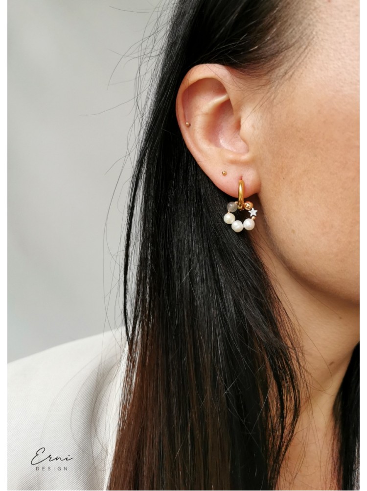 Auskarai ,,Pearls and stars"