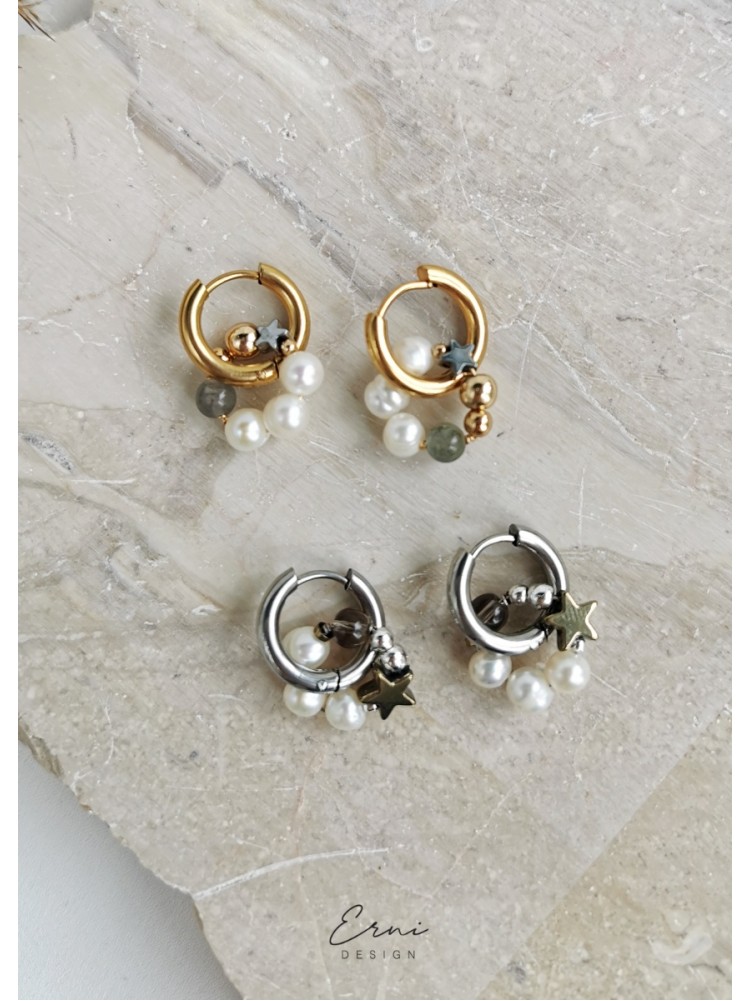 Auskarai ,,Pearls and stars"