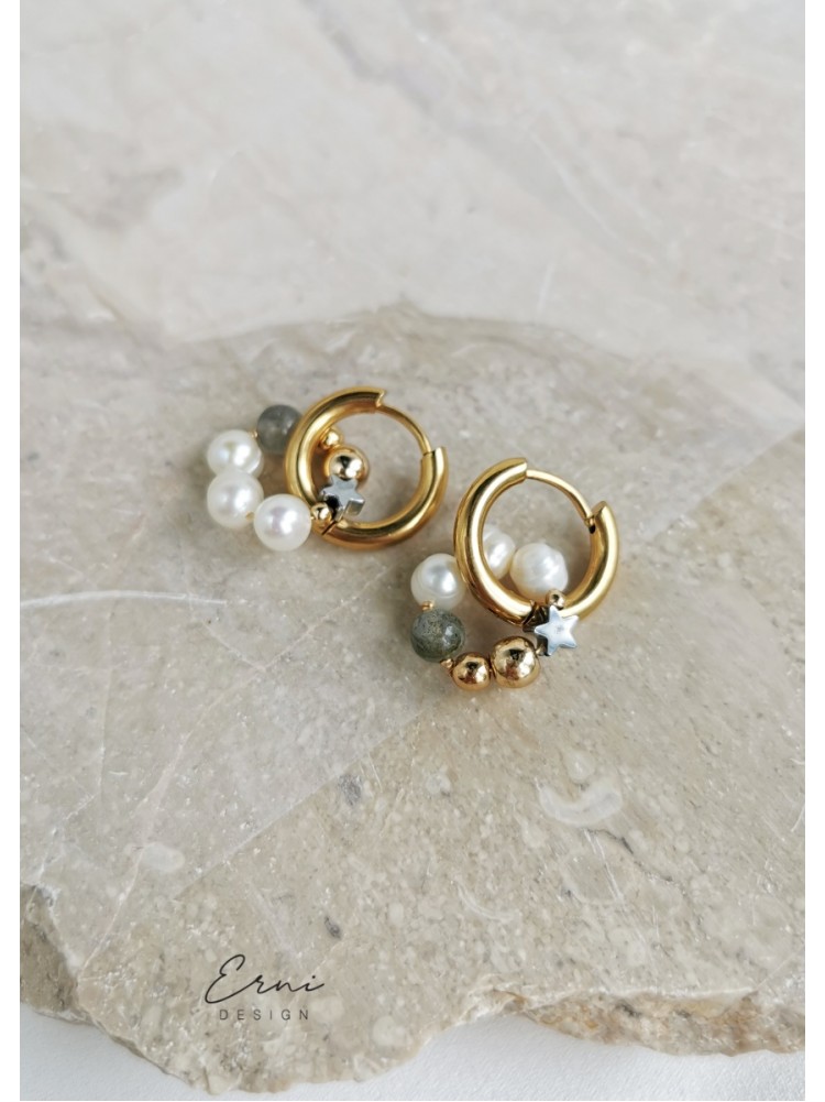 Auskarai ,,Pearls and stars"