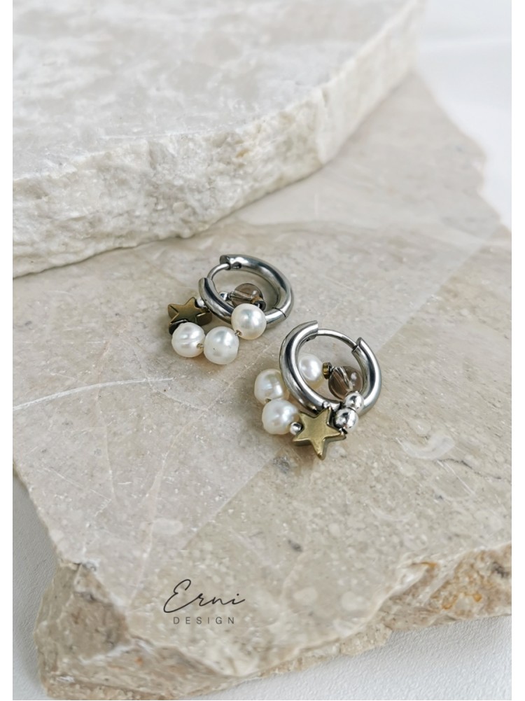 Auskarai ,,Pearls and stars"