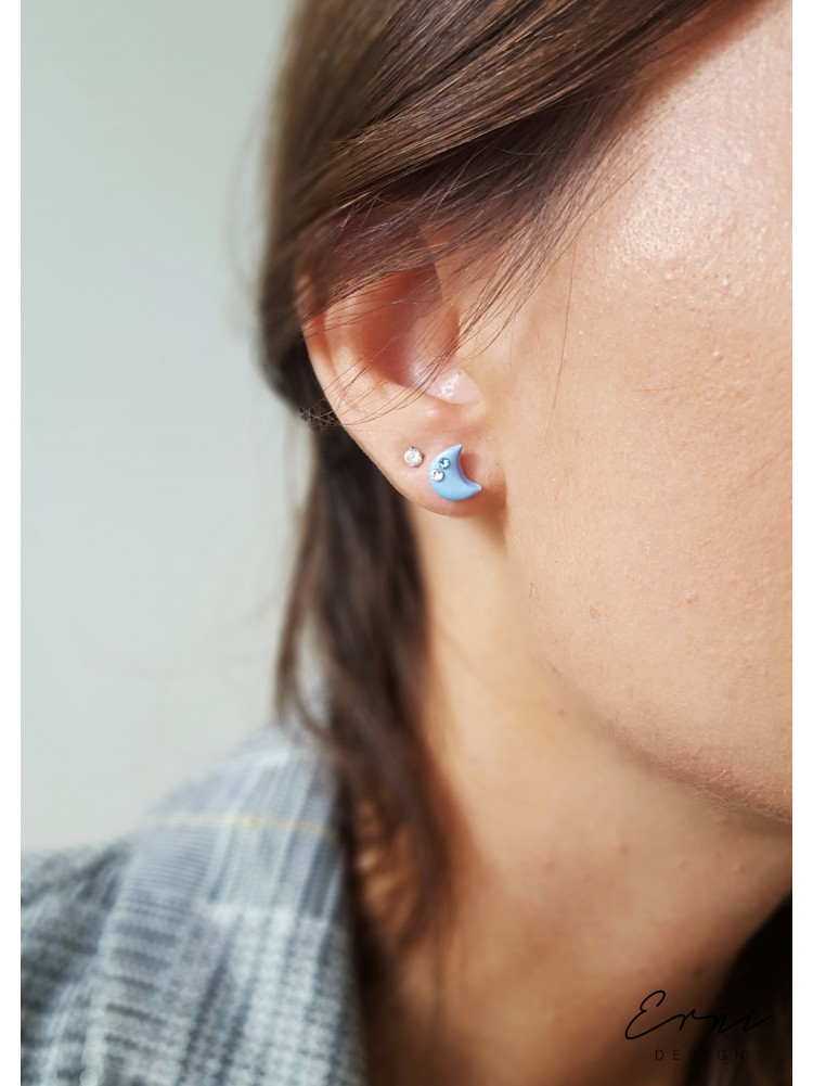 Auskarai su Swarovski kristalais - SMALL LIGHT BLUE MOON
