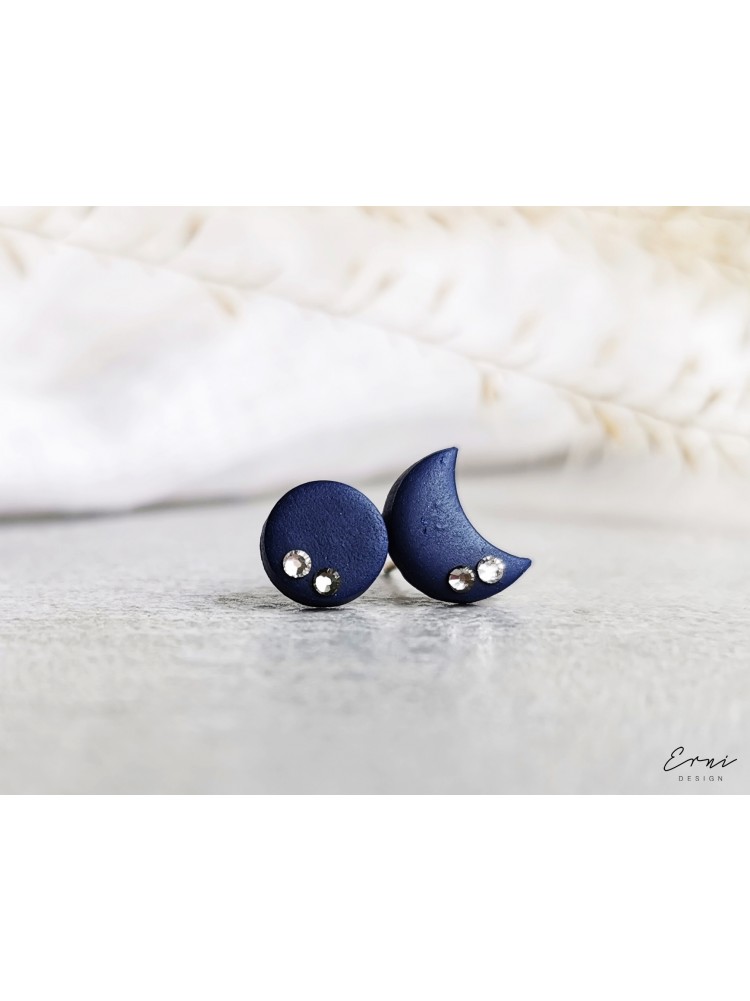 Auskarai su Swarovski kristalais - DARK BLUE MOON