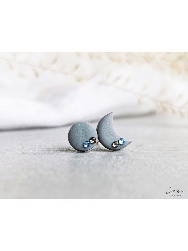 Auskarai su Swarovski kristalais - MATTE GREY MOON