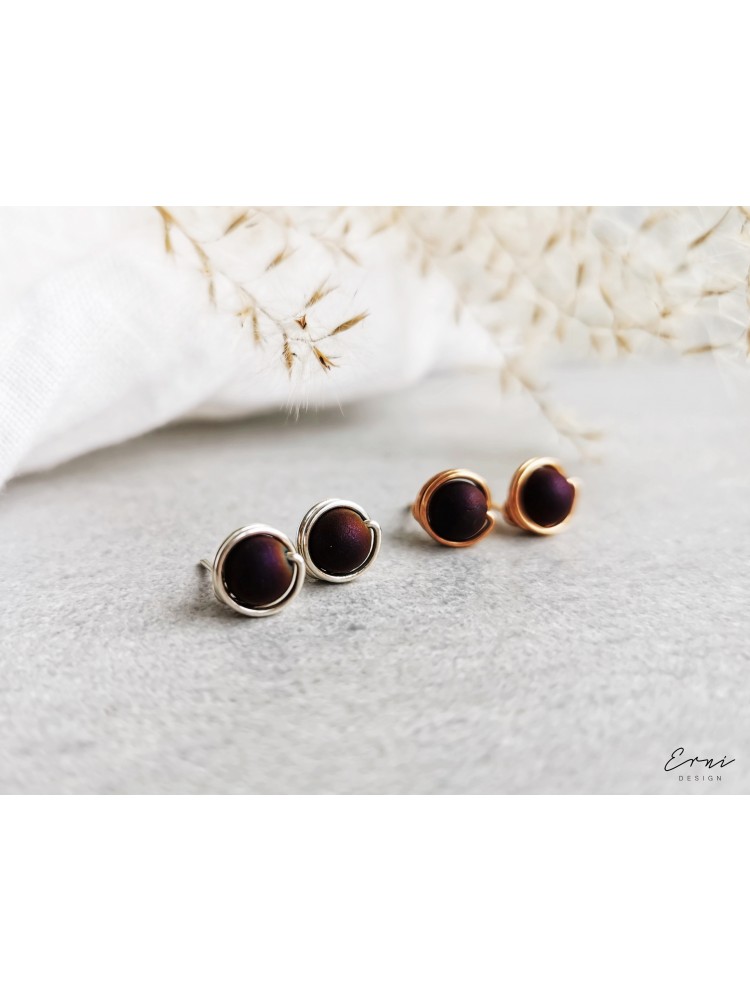 Auskarai su kristalizuotu agato akmeniu - PURPLE AGATE