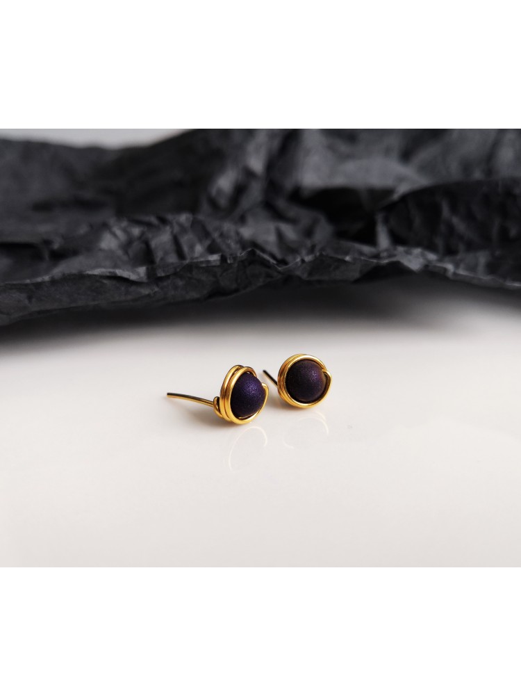 Auskarai su kristalizuotu agato akmeniu - PURPLE AGATE