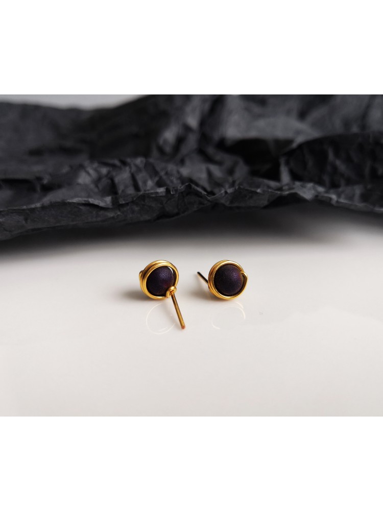 Auskarai su kristalizuotu agato akmeniu - PURPLE AGATE