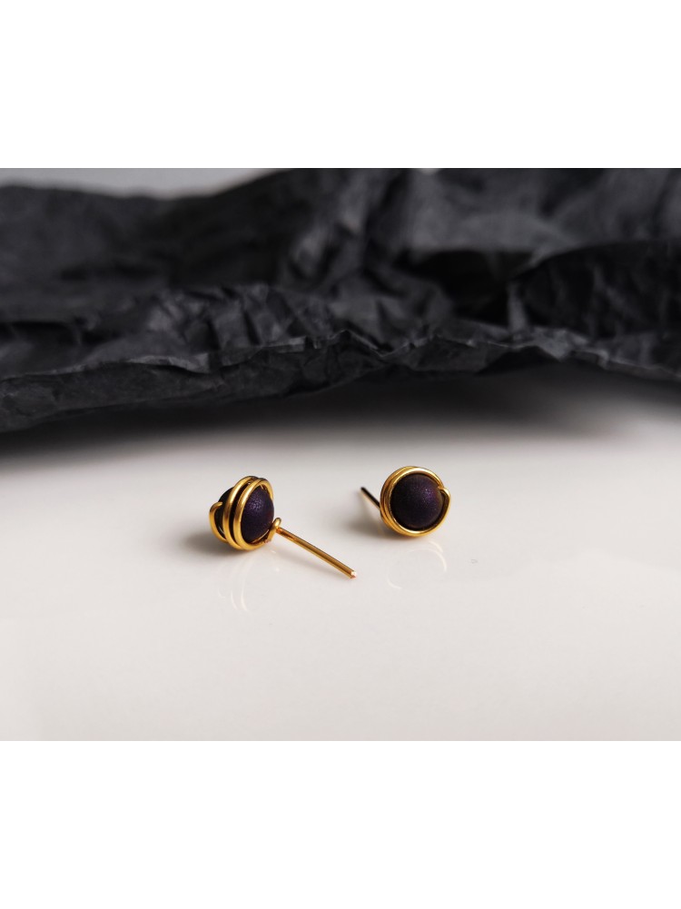 Auskarai su kristalizuotu agato akmeniu - PURPLE AGATE